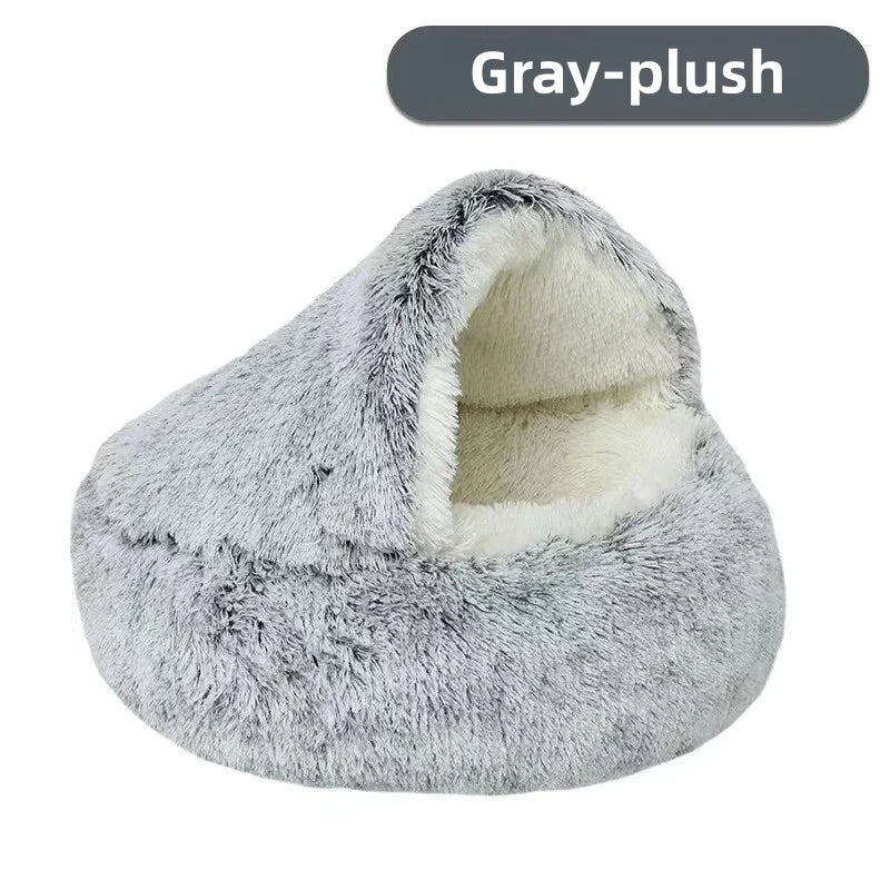 2-in-1 Ultra-Soft Plush Pet Bed – Self-Warming Winter Nest