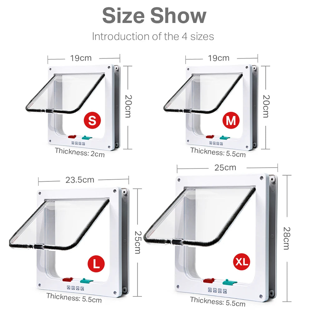 Smart Pet Door 4 Way Locking Security Lock ABS Plastic Dog Cat Flap Door