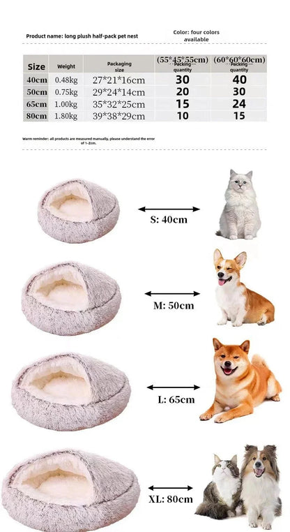 2-in-1 Ultra-Soft Plush Pet Bed – Self-Warming Winter Nest