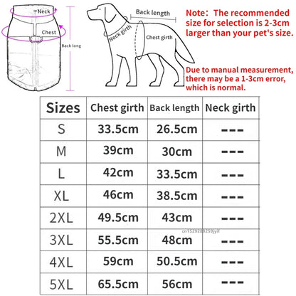Waterproof Warm Dog Clothes Pet Coat Winter Vest Padded Zipper Jacket Dog Clothing for Small Medium Big Dogs Outfit