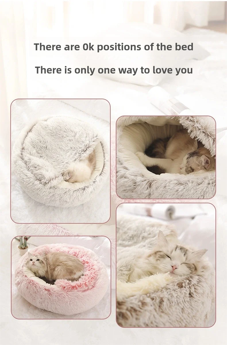 2-in-1 Ultra-Soft Plush Pet Bed – Self-Warming Winter Nest