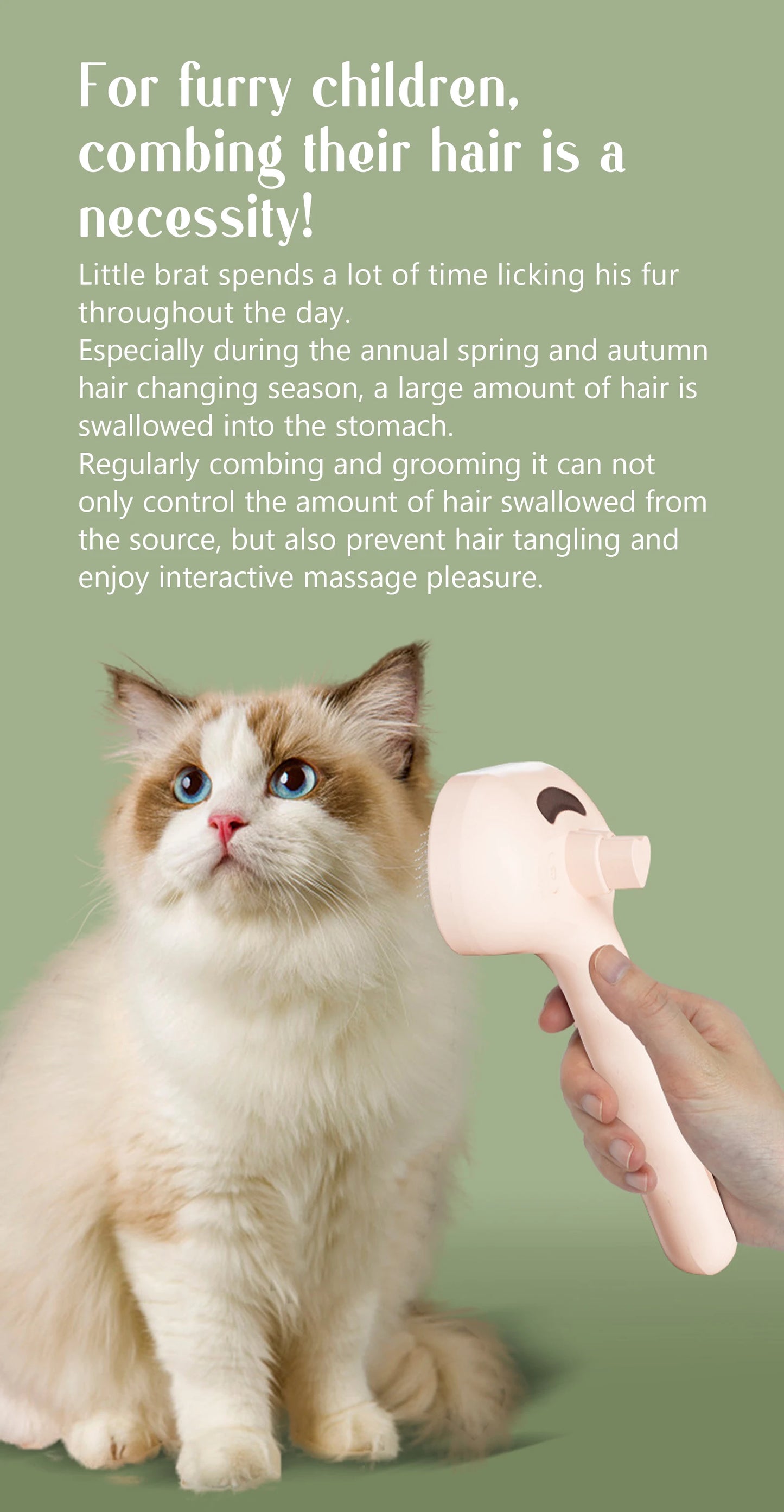 SafeSteam 3-in-1 Pet Brush – Gentle Hair Removal for Cats & Dogs
