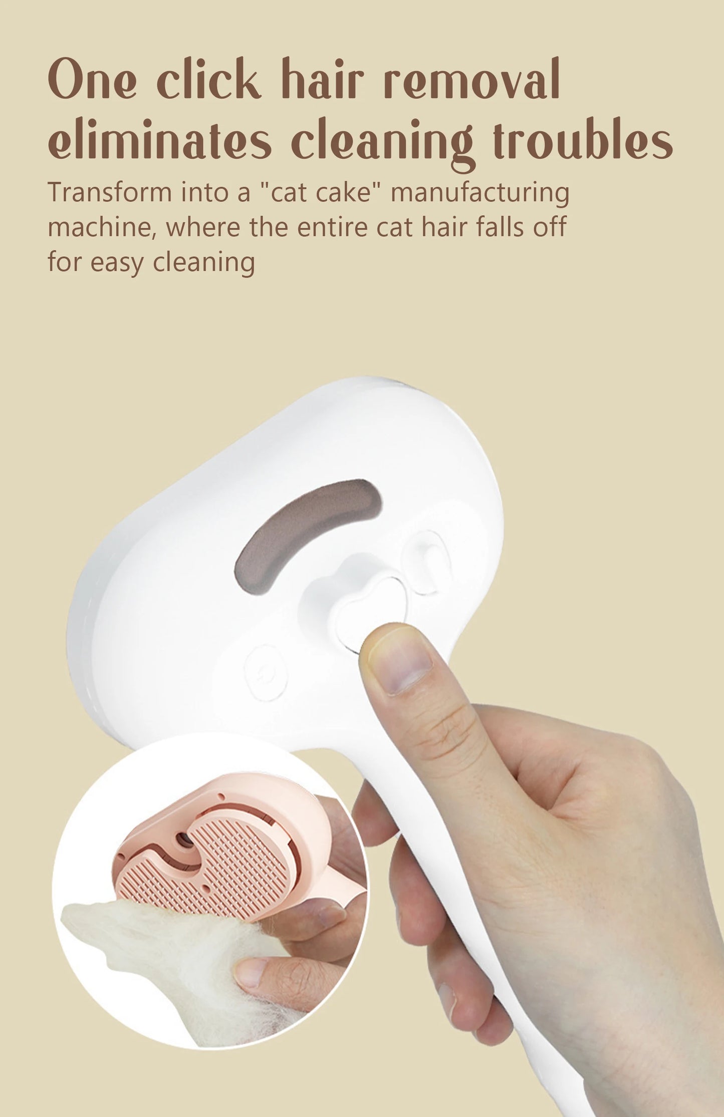 SafeSteam 3-in-1 Pet Brush – Gentle Hair Removal for Cats & Dogs