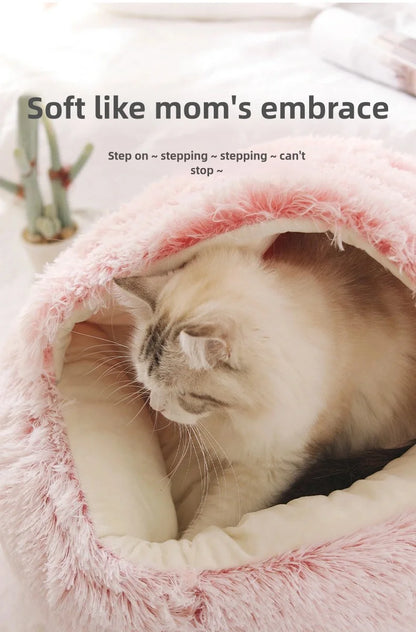 2-in-1 Ultra-Soft Plush Pet Bed – Self-Warming Winter Nest