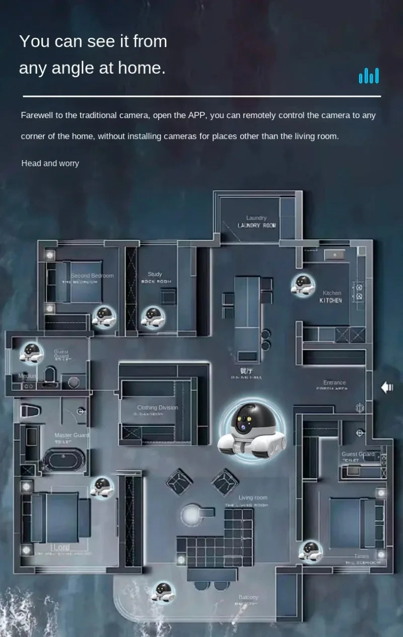 WIFI Dual Lens Robot Camera Dual Screen Monitoring 1080P HD PTZ IP Security Surveillance Camera Auto Tracking Baby Pets Monitor