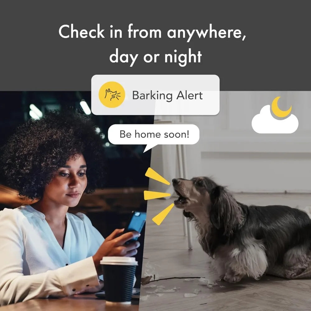 360° Dog Camera: Home Security Camera with Barking Alerts, Rotating Pet Treat Dispenser with Phone App