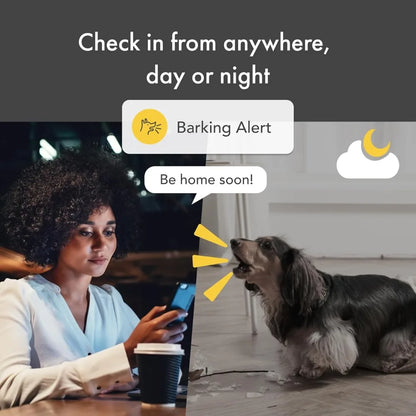 360° Dog Camera: Home Security Camera with Barking Alerts, Rotating Pet Treat Dispenser with Phone App