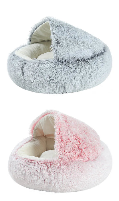 2-in-1 Ultra-Soft Plush Pet Bed – Self-Warming Winter Nest