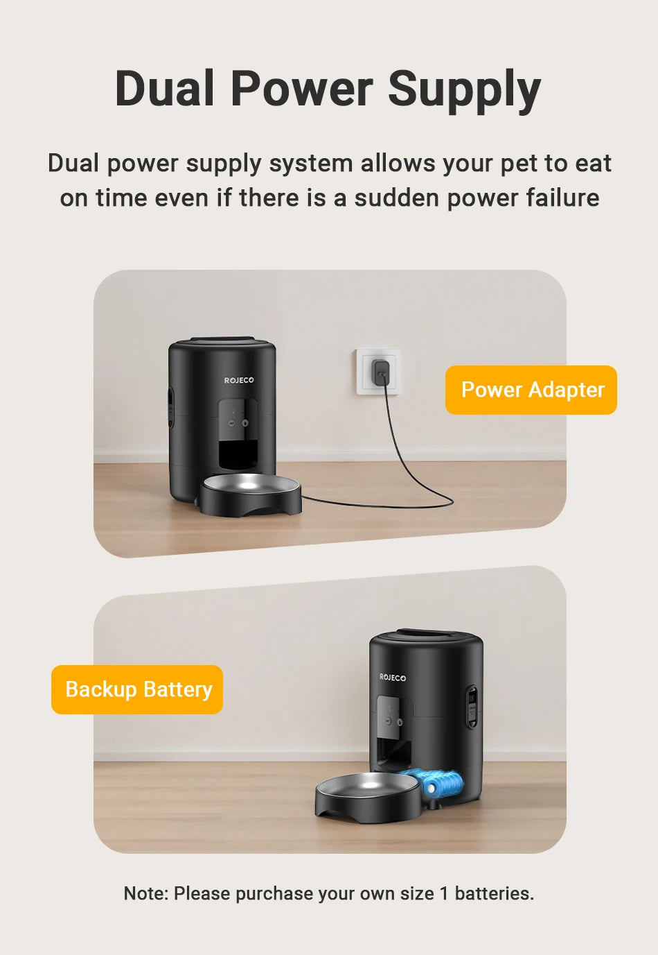 ROJECO™ 2L Smart WiFi Automatic Pet Feeder – App Control & 10-Day Freshness Dispenser