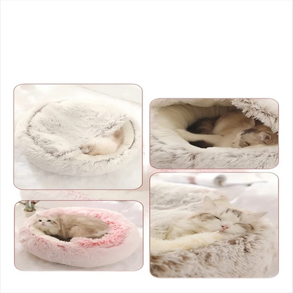 2-in-1 Ultra-Soft Plush Pet Bed – Self-Warming Winter Nest