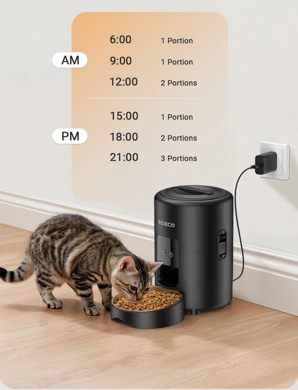 ROJECO™ 2L Smart WiFi Automatic Pet Feeder – App Control & 10-Day Freshness Dispenser