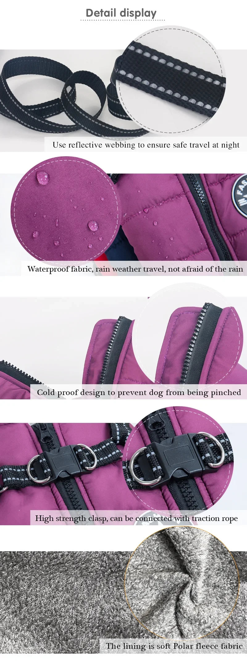 Large Pet Dog Jacket With Harness Winter Warm Dog Clothes For Labrador Waterproof Big Dog Coat