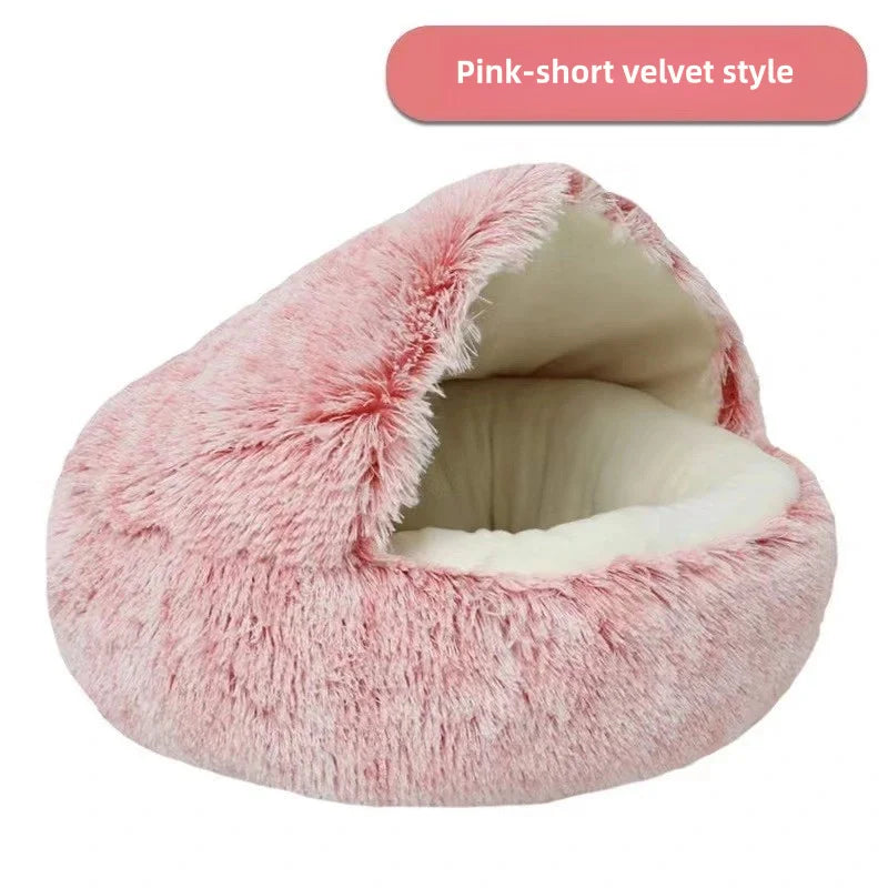2-in-1 Ultra-Soft Plush Pet Bed – Self-Warming Winter Nest