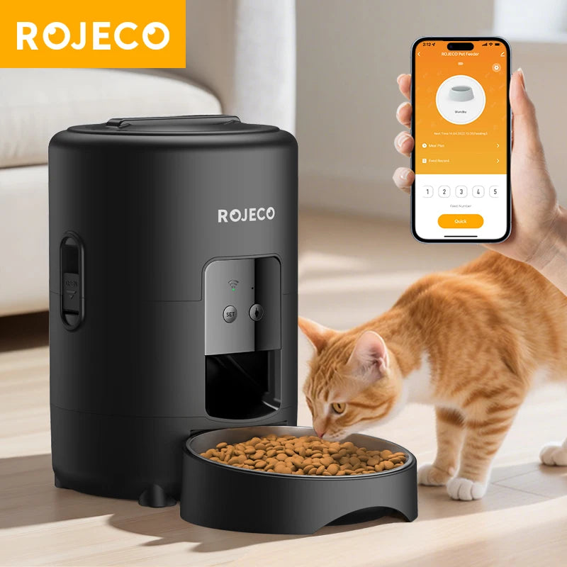 ROJECO™ 2L Smart WiFi Automatic Pet Feeder – App Control & 10-Day Freshness Dispenser