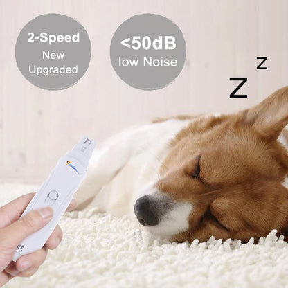 Dog Nail Grinder USB Rechargeable Electric Pet Paws Clipper & Trimmer Painless Paws Grooming Quiet 2-Speed Dog Nail File