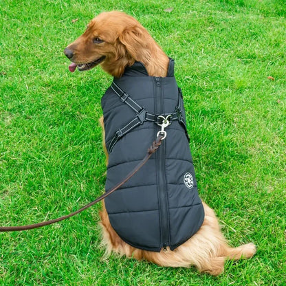 Large Pet Dog Jacket With Harness Winter Warm Dog Clothes For Labrador Waterproof Big Dog Coat
