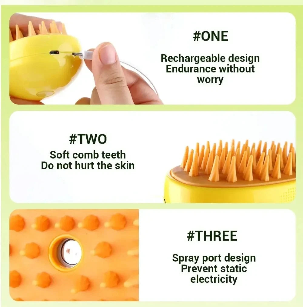 Pet Grooming Brush – Clean, Massage & Deshed