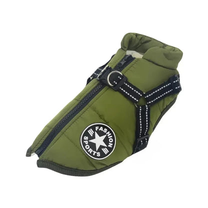 Large Pet Dog Jacket With Harness Winter Warm Dog Clothes For Labrador Waterproof Big Dog Coat