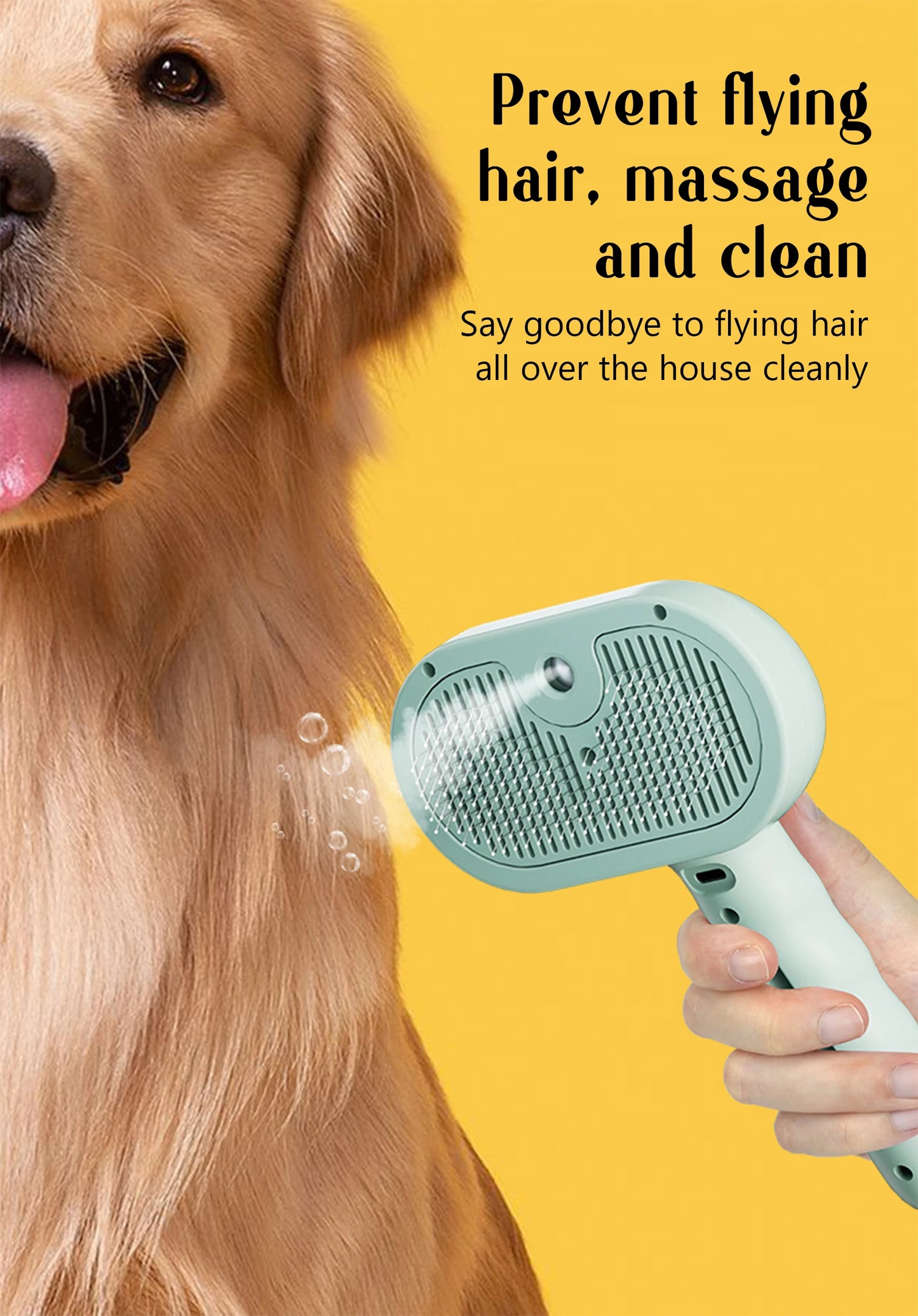 SafeSteam 3-in-1 Pet Brush – Gentle Hair Removal for Cats & Dogs