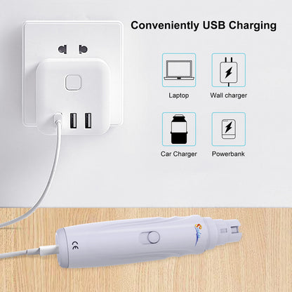 Dog Nail Grinder USB Rechargeable Electric Pet Paws Clipper & Trimmer Painless Paws Grooming Quiet 2-Speed Dog Nail File