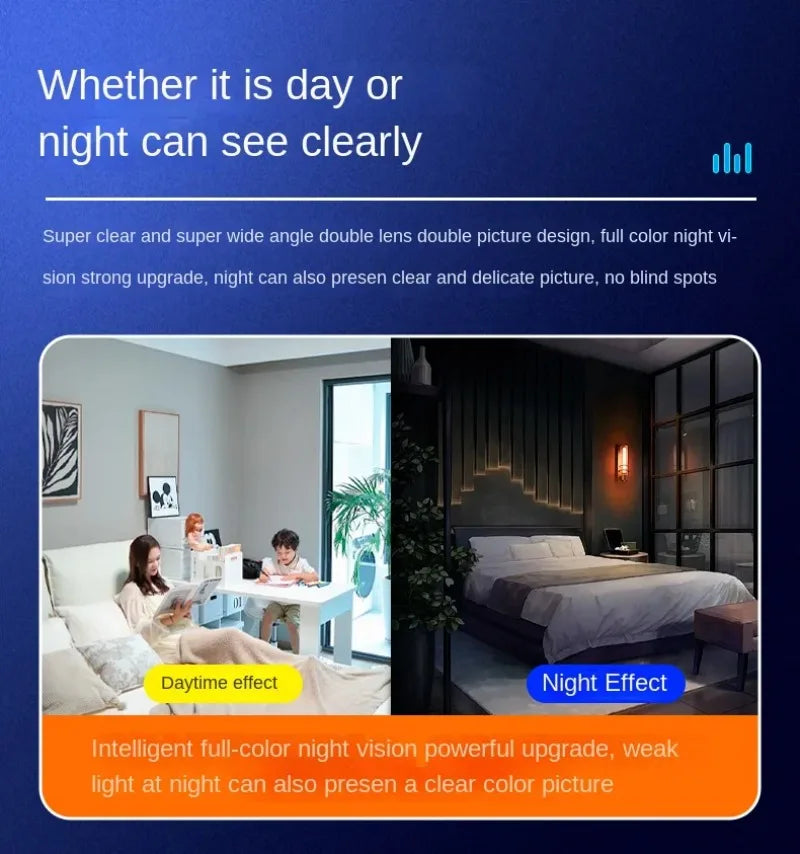 WIFI Dual Lens Robot Camera Dual Screen Monitoring 1080P HD PTZ IP Security Surveillance Camera Auto Tracking Baby Pets Monitor