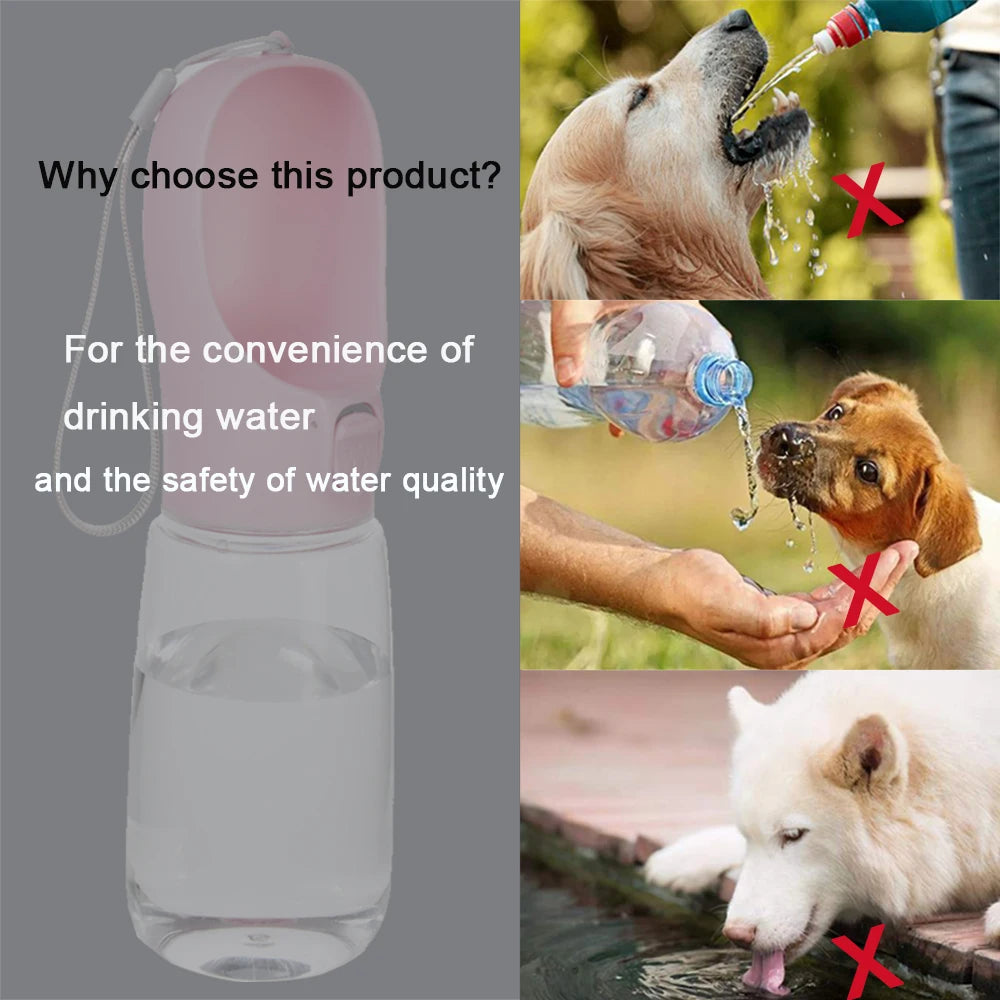 AquaWag™ Leakproof Pet Travel Bottle – Portable Water Dispenser & Drinking Bowl for Dogs & Cats