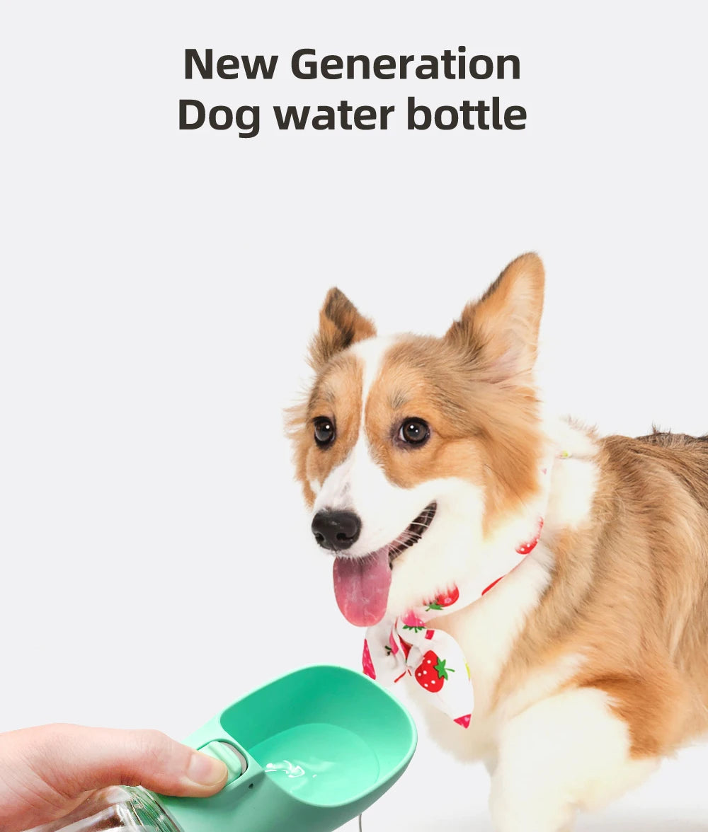 AquaWag™ Leakproof Pet Travel Bottle – Portable Water Dispenser & Drinking Bowl for Dogs & Cats