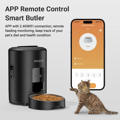 ROJECO™ 2L Smart WiFi Automatic Pet Feeder – App Control & 10-Day Freshness Dispenser
