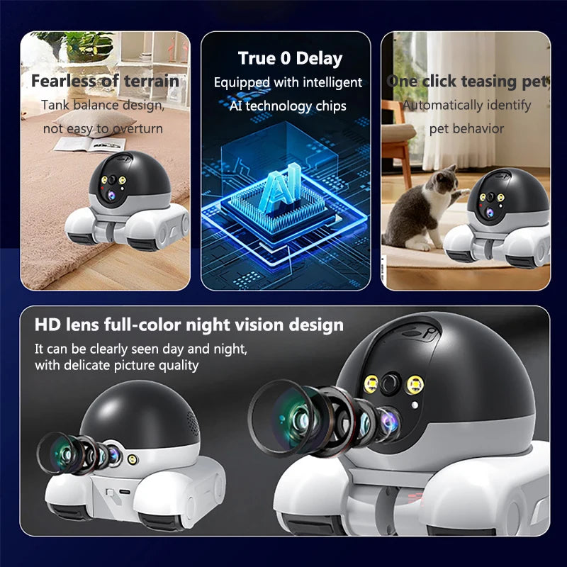 WIFI Dual Lens Robot Camera Dual Screen Monitoring 1080P HD PTZ IP Security Surveillance Camera Auto Tracking Baby Pets Monitor
