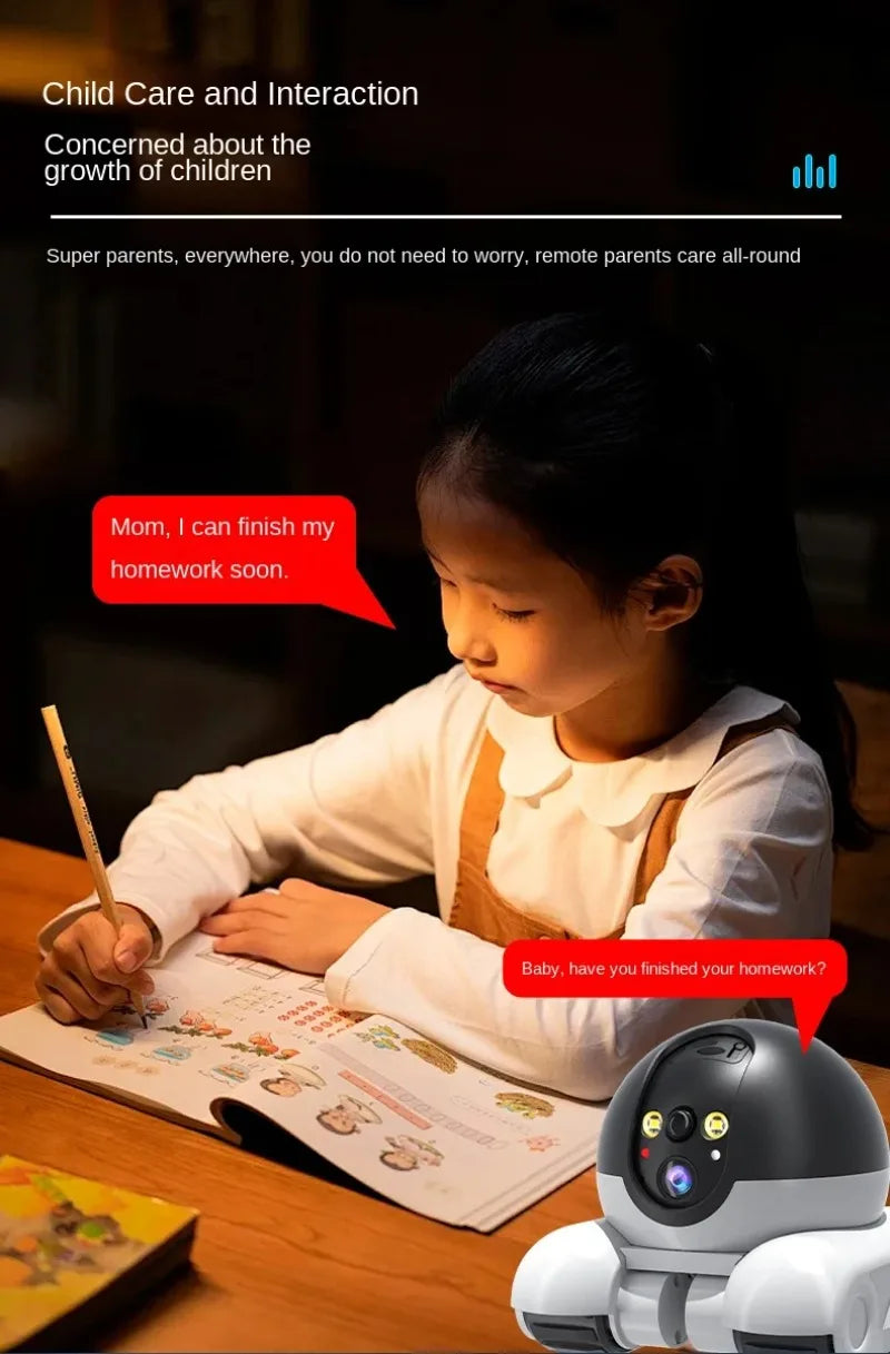 WIFI Dual Lens Robot Camera Dual Screen Monitoring 1080P HD PTZ IP Security Surveillance Camera Auto Tracking Baby Pets Monitor