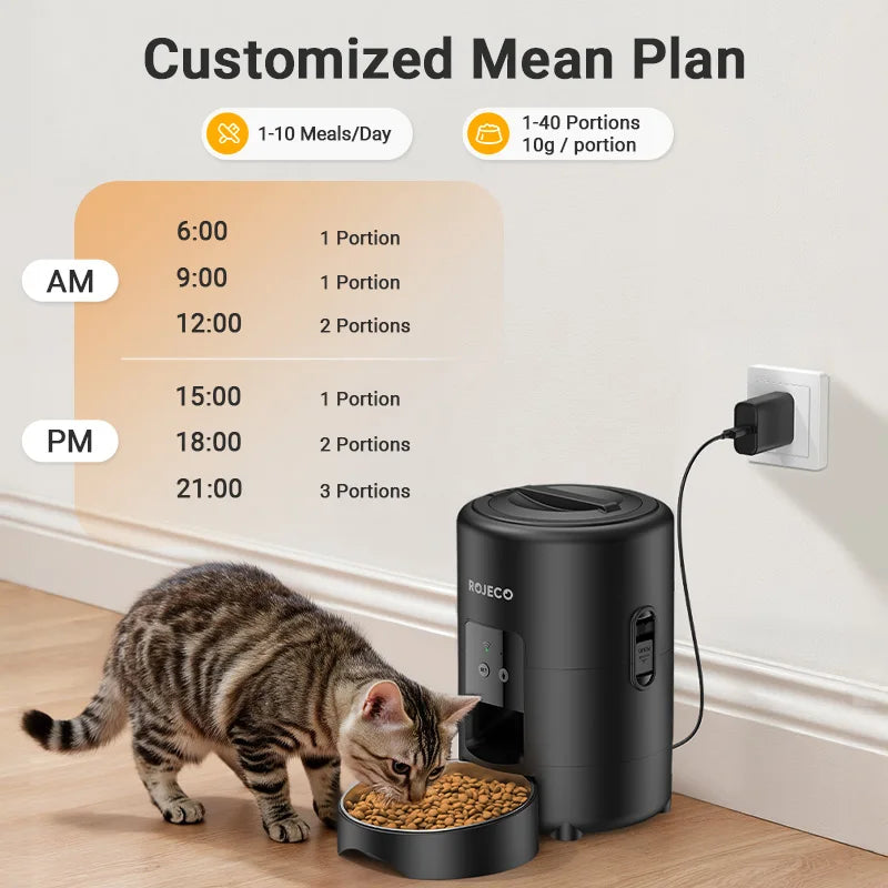 ROJECO™ 2L Smart WiFi Automatic Pet Feeder – App Control & 10-Day Freshness Dispenser