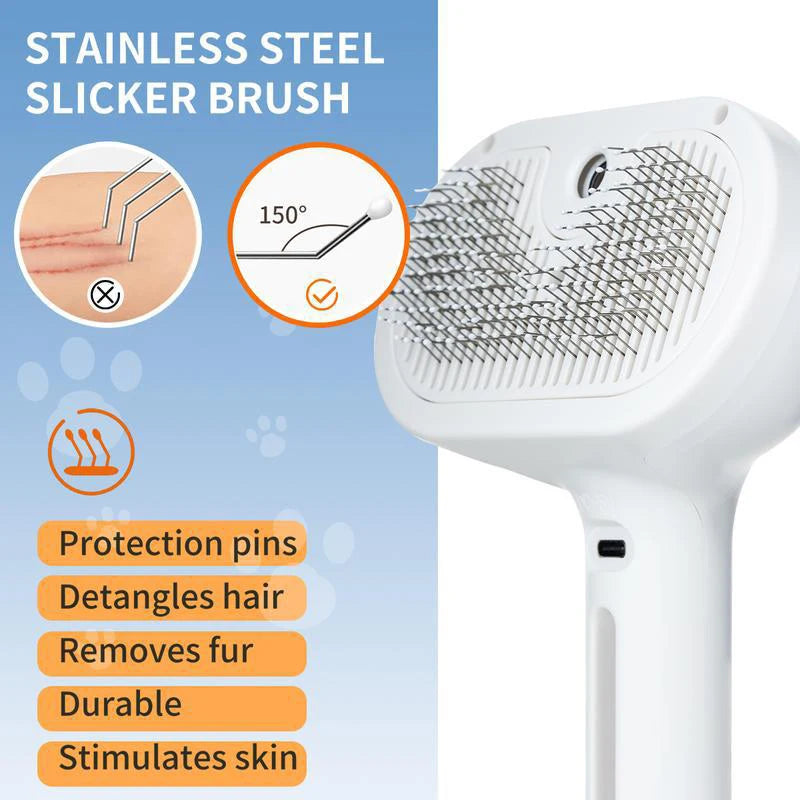 SafeSteam 3-in-1 Pet Brush – Gentle Hair Removal for Cats & Dogs