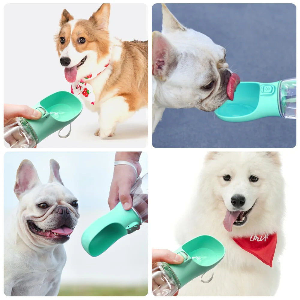 AquaWag™ Leakproof Pet Travel Bottle – Portable Water Dispenser & Drinking Bowl for Dogs & Cats