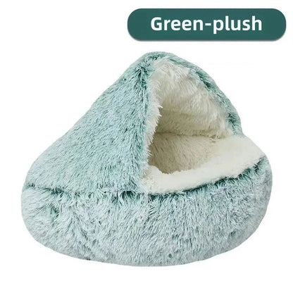 2-in-1 Ultra-Soft Plush Pet Bed – Self-Warming Winter Nest