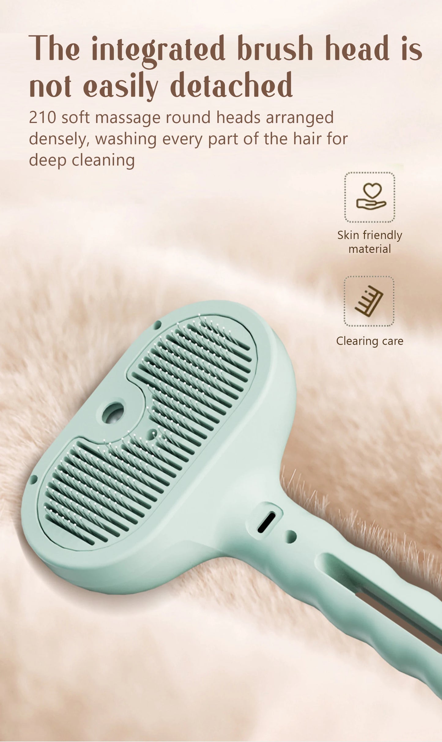 SafeSteam 3-in-1 Pet Brush – Gentle Hair Removal for Cats & Dogs