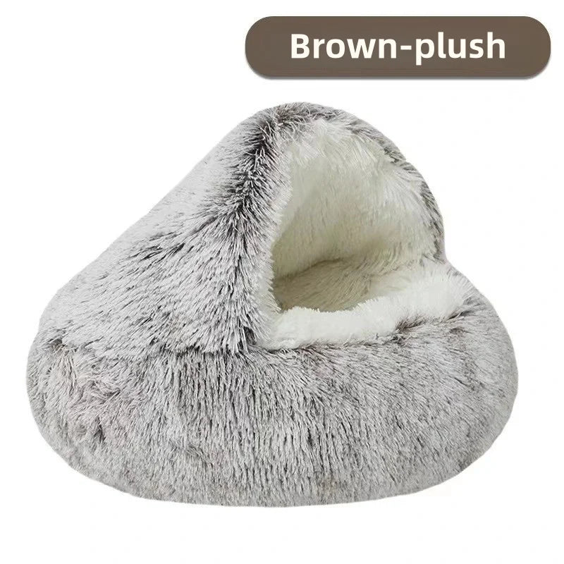 2-in-1 Ultra-Soft Plush Pet Bed – Self-Warming Winter Nest