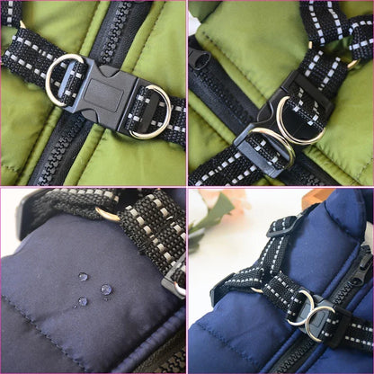 Large Pet Dog Jacket With Harness Winter Warm Dog Clothes For Labrador Waterproof Big Dog Coat