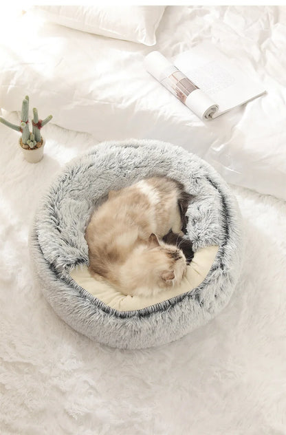 2-in-1 Ultra-Soft Plush Pet Bed – Self-Warming Winter Nest