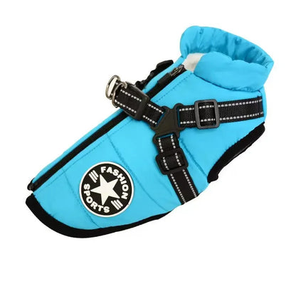 Large Pet Dog Jacket With Harness Winter Warm Dog Clothes For Labrador Waterproof Big Dog Coat