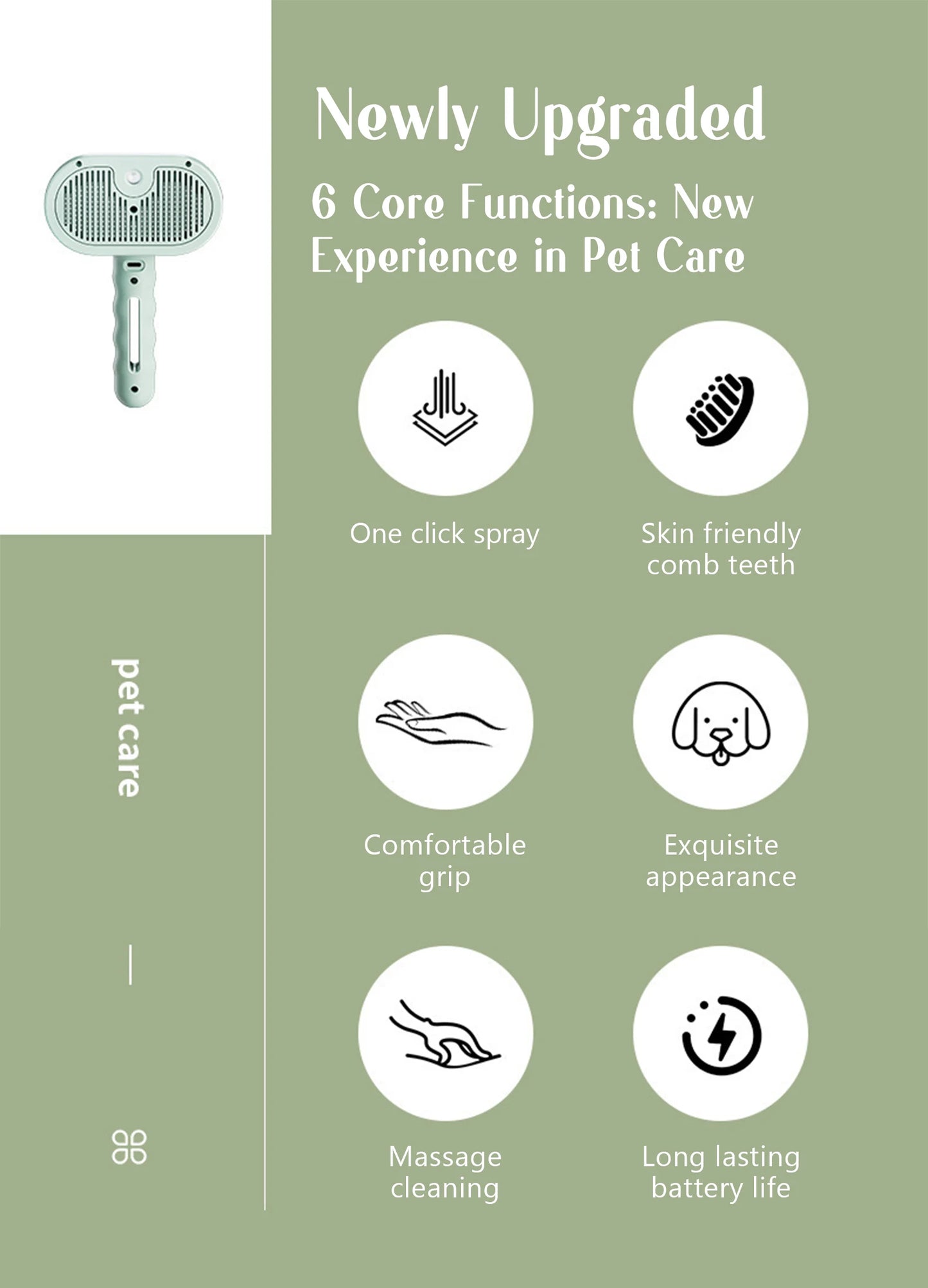 SafeSteam 3-in-1 Pet Brush – Gentle Hair Removal for Cats & Dogs