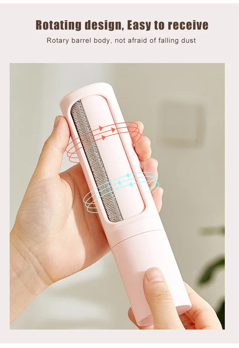 2-1 Reusable Pet Hair Remover Brush Lint Roller Self Cleaning Cat Dog Fur Hair Dust Removal Brush for Clothes Portable Effective