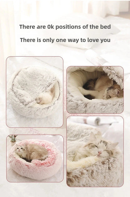 2-in-1 Ultra-Soft Plush Pet Bed – Self-Warming Winter Nest