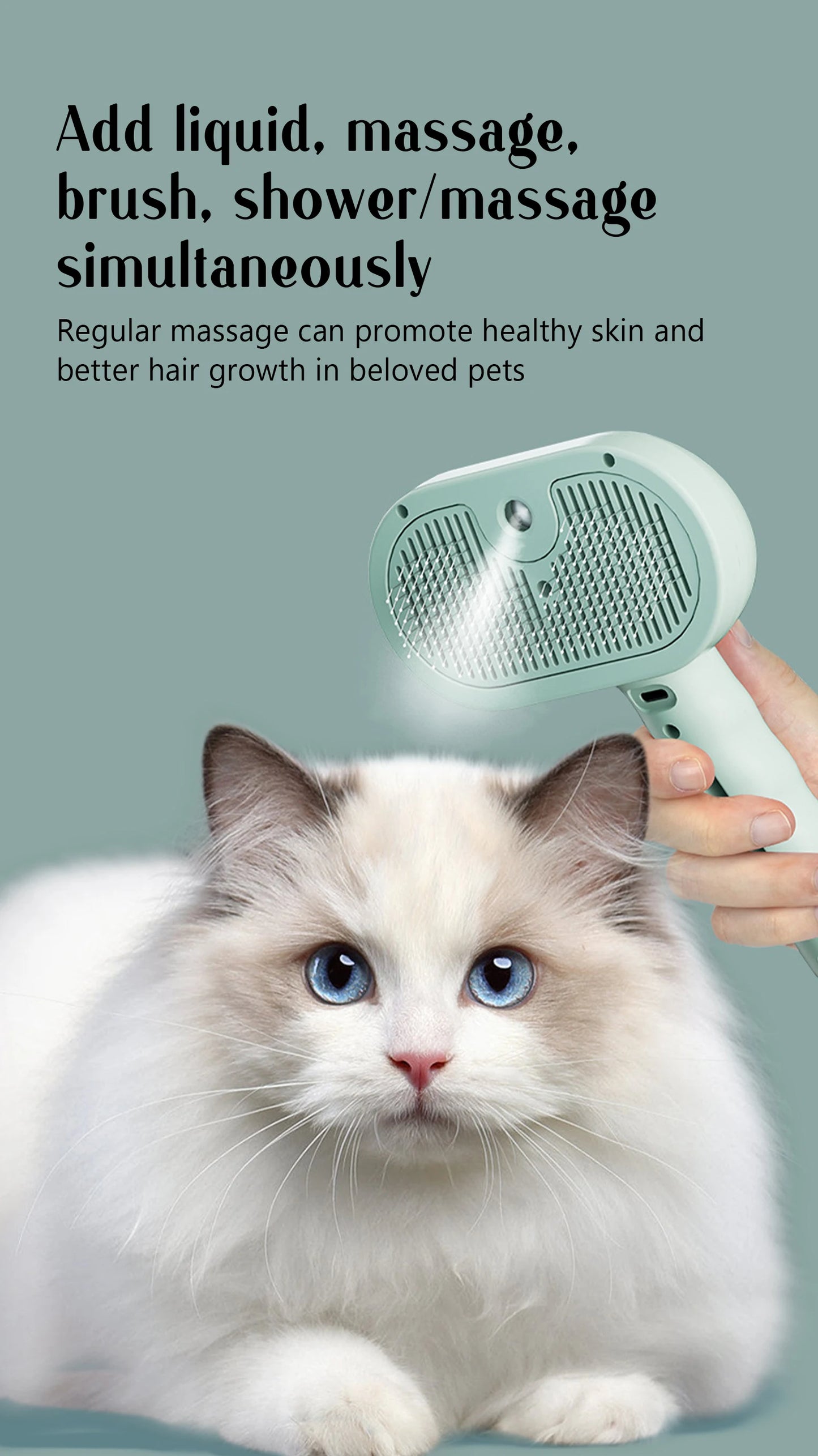 SafeSteam 3-in-1 Pet Brush – Gentle Hair Removal for Cats & Dogs