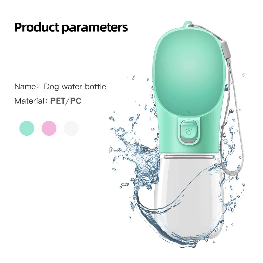 AquaWag™ Leakproof Pet Travel Bottle – Portable Water Dispenser & Drinking Bowl for Dogs & Cats