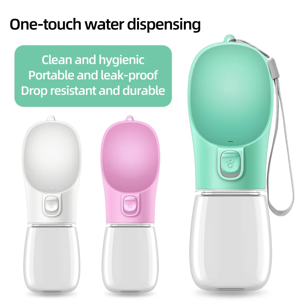 AquaWag™ Leakproof Pet Travel Bottle – Portable Water Dispenser & Drinking Bowl for Dogs & Cats